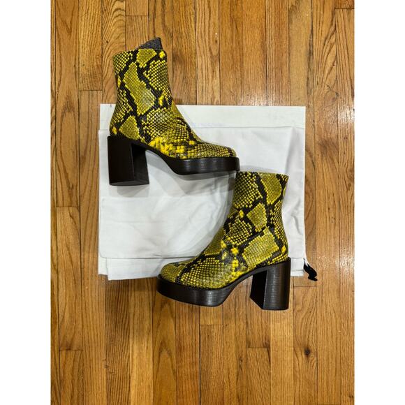 SIMON MILLER Raid Snakeskin Embossed Platform Ankle Boot - Yellow Size 37 - Picture 6 of 10
